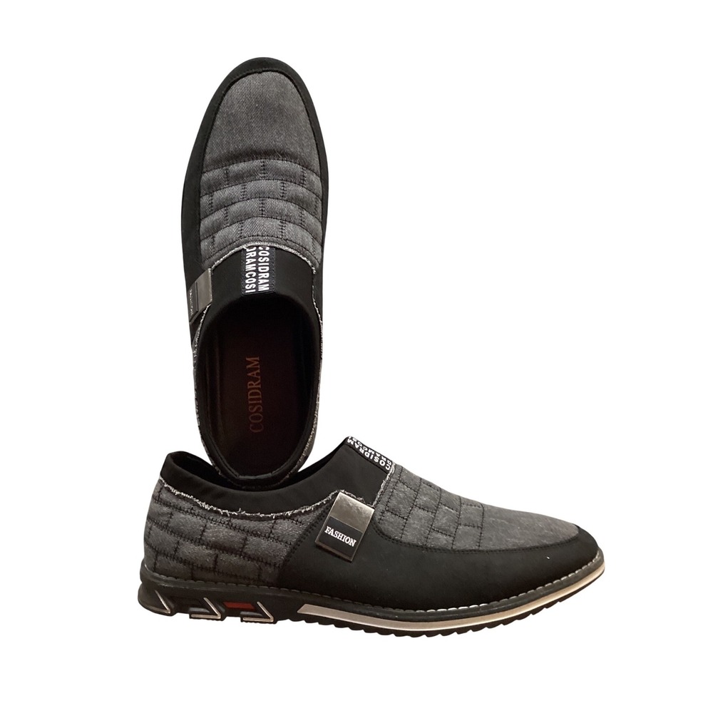 COSIDRAM Men Gray Quilted Slip On‎ Fashion Casual Loafer Shoes Size CN43